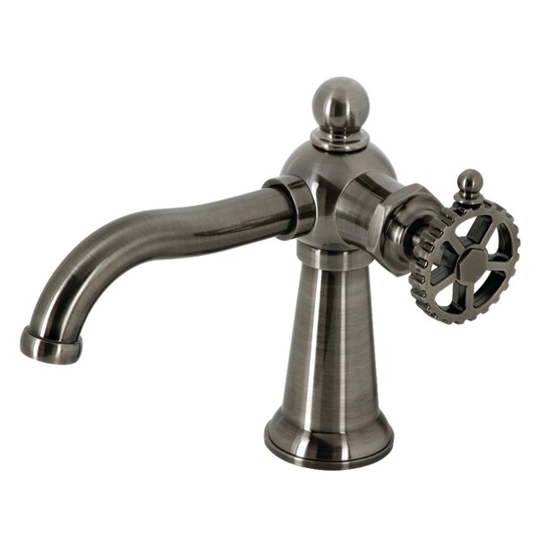 Kingston Brass Single-Handle Bathroom Faucet with Push Pop-Up, Black Stainless KS354CGVN - main